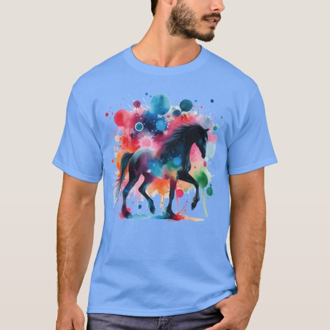 Camiseta cavalo numa design engraçada colorida (Frente)