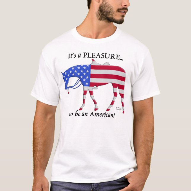 Camiseta Cavalo ocidental patriótico do prazer (Frente)