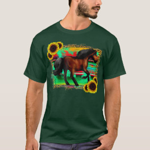 Camiseta Cavalo Ocidental Serape Girassóis Cowgirl Teas Rod
