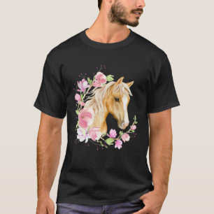 Camiseta Cavalo Palomino Magnólias Cavalo Loira Flora