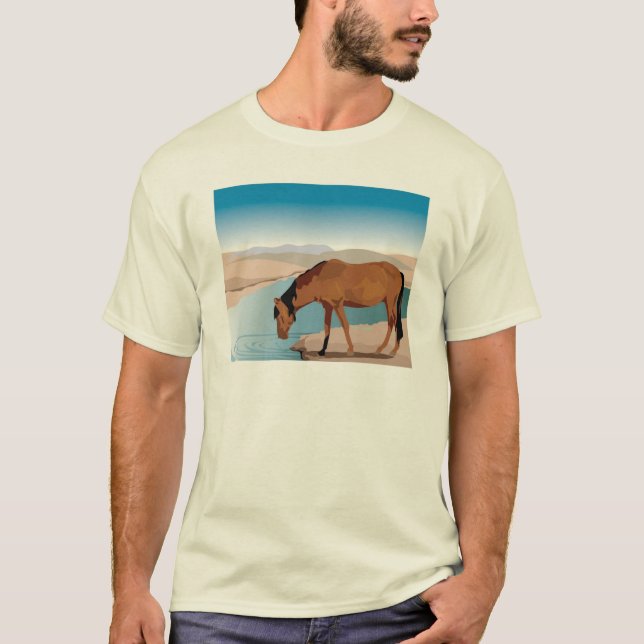Camiseta Cavalo para bebida na cena ocidental (Frente)