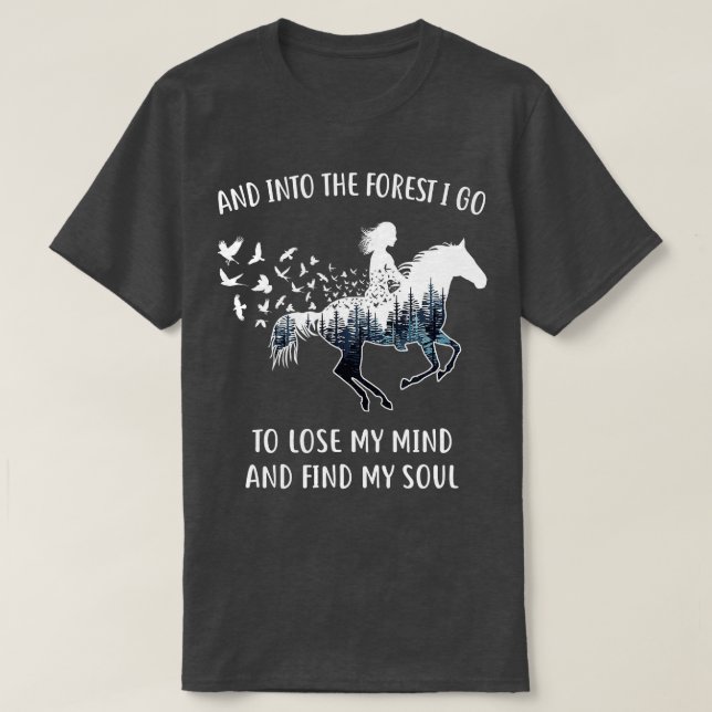 Camiseta Cavalo para mulheres na floresta Eu vou cavalar Ri (Frente do Design)