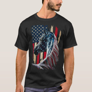Camiseta Cavalo Patriótico Bandeira Americana