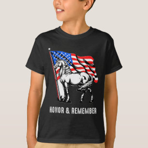 Camiseta Cavalo Patriótico Honra Lembrar Bandeira Americana