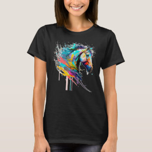 Camiseta Cavalo pintado Artístico Colorido Pop Art