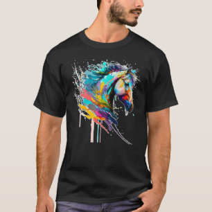 Camiseta Cavalo pintado Artístico Colorido Pop Art