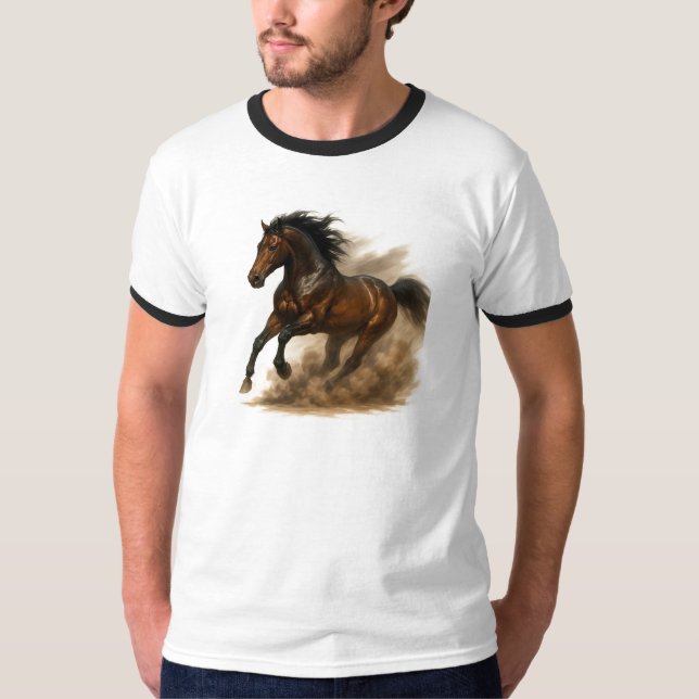 Camiseta Cavalo poderoso correndo pela poeira (Frente)
