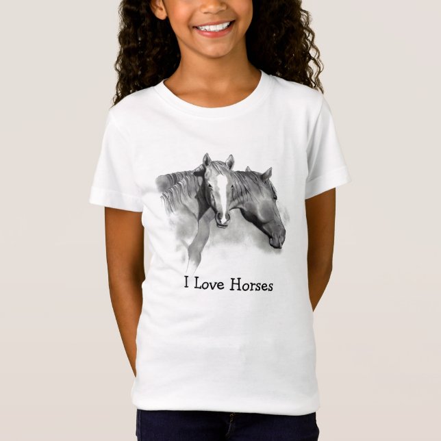 CAMISETA CAVALO: POTRO: CAVALOS DO AMOR: LÁPIS: MENINAS (Frente)