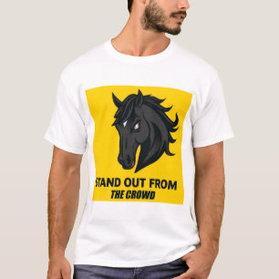 Camiseta Cavalo Preto Com Texto Se Destaca Da Multidão