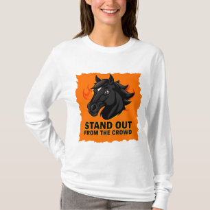 Camiseta Cavalo Preto Com Texto Se Destaca Da Multidão