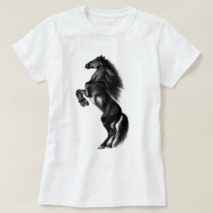 Camiseta Cavalo Preto e Preto - Desenho Preto e Branco