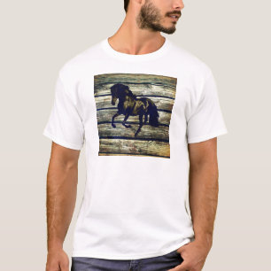 Camiseta Cavalo Preto Equestre Equestre de Madeira Equestre