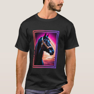 Camiseta Cavalo Preto Majestoso ao Pôr do Sol - Amante de C