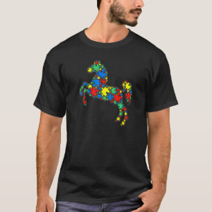 Camiseta Cavalo Quebra-Cabeça Autismo Para Mulheres Homens