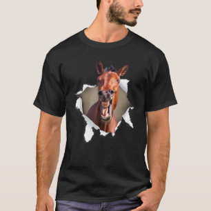 Camiseta Cavalo Rasgou Tecido Cavalo Para Meninas Menin