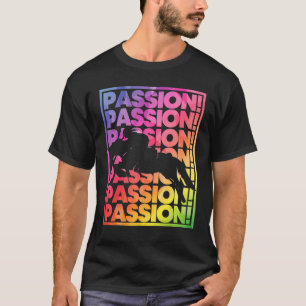 Camiseta Cavalo Saltando com Cavaleiro Colorido Garotas Cav