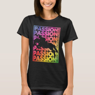 Camiseta Cavalo Saltando com Equestre Garotas Coloridas Cav