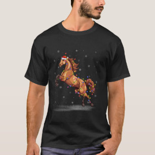 Camiseta Cavalo Saltando Xmas Iluminando Cristo de Cavalo S