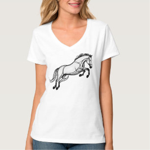 Camiseta Cavalo Salto Negro E Branco