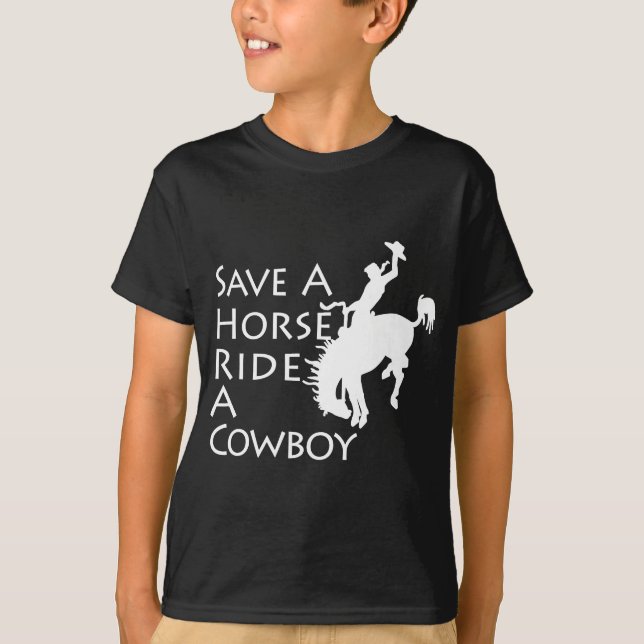 Camiseta Cavalo - salvar um passeio do cavalo um vaqueiro (Frente)