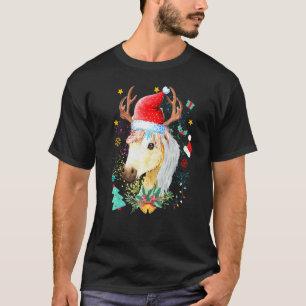Camiseta Cavalo Santa Chapéu Bebê Cavalo Natal Rena