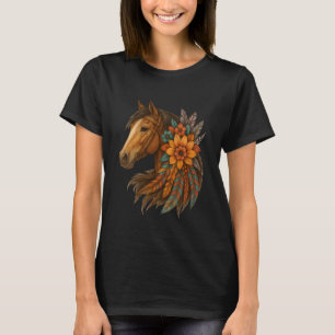 Camiseta Cavalo Selvagem Floral País De Montar Cavalo Amant