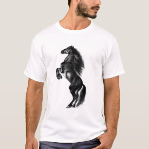 Camiseta Cavalo selvagem preto-e-fundo - Desenho preto e br