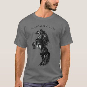 Camiseta Cavalo selvagem preto-e-fundo - Desenho preto e br
