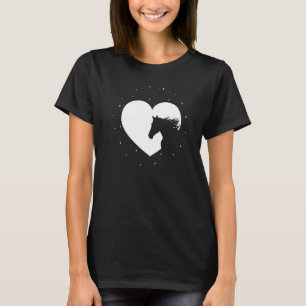 Camiseta Cavalo Silhueta Coração Mulheres Equitação Eques