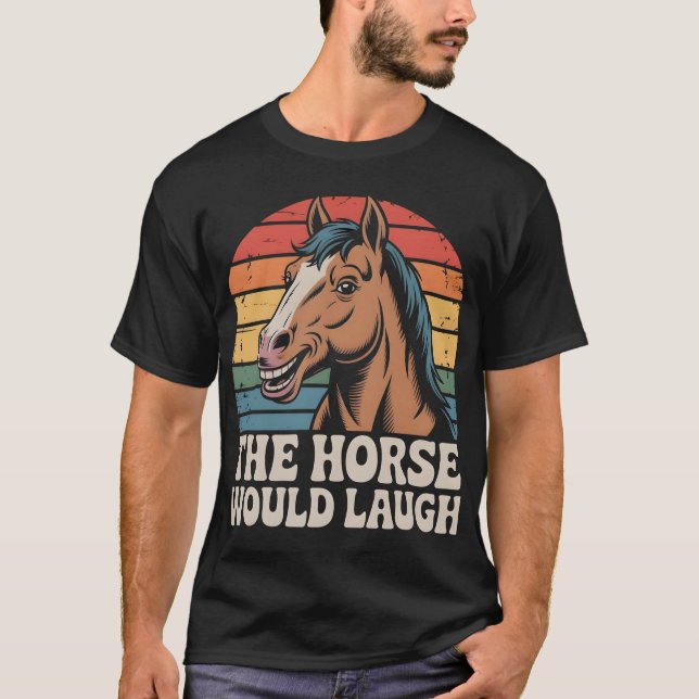 Camiseta Cavalo Sorridente com Fundo Retro (Frente)