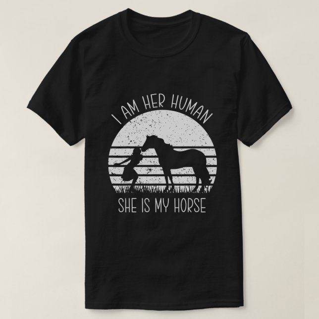 Camiseta Cavalo Uma Bela Humana Ela é minha cavaleira (Frente do Design)