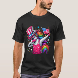 Camiseta Cavalo Unicórnio 4 De Julho Tio Sam Meninas Bandei
