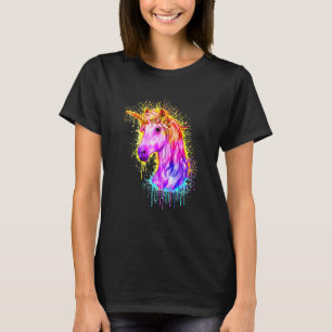 Camiseta Cavalo Unicórnio Colorido Arco-Íris Fofo Mulheres