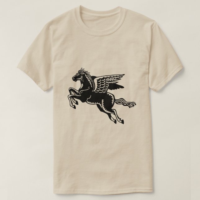 Camiseta Cavalo Voador - Preto e Branco (Frente do Design)