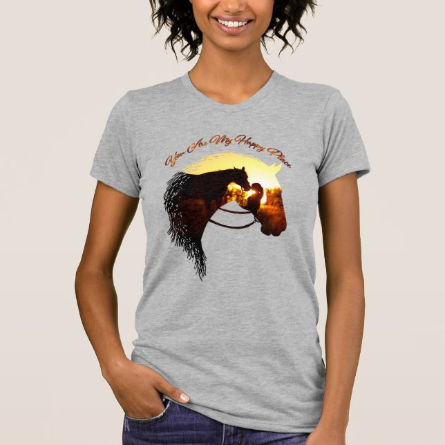 Camiseta Cavalo, Você É Meu Lugar Feliz Para A Mulher Do Ca (Frente)