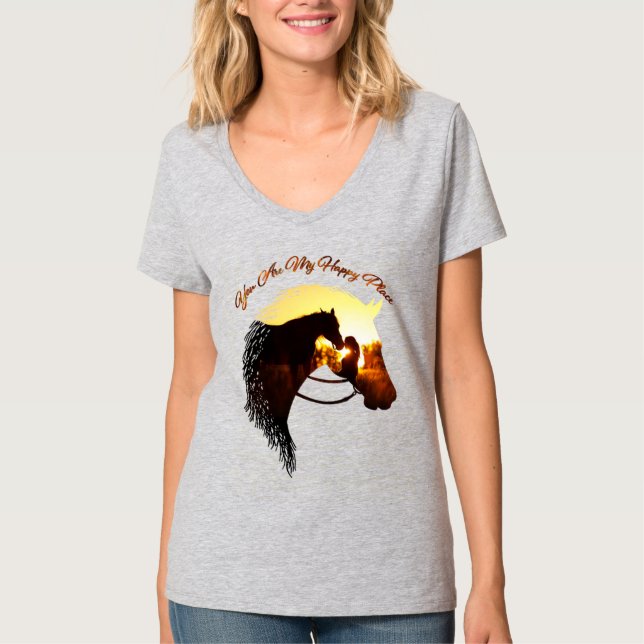 Camiseta Cavalo, Você É Meu Lugar Feliz Para A Mulher Do Ca (Frente)