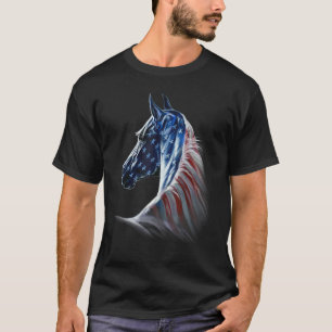 Camiseta Cavalos América - Cavalo Patriótico Bandeira Ameri