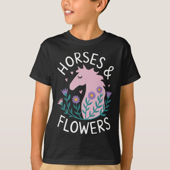 Camiseta Cavalos &amp; Flores - Adolescentes de Cavalos (Frente)
