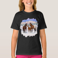 Cavalos Appaloosa De Baía Castanha Em Neve