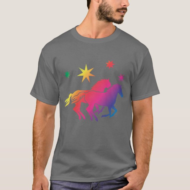 Camiseta Cavalos arco-íris (Frente)