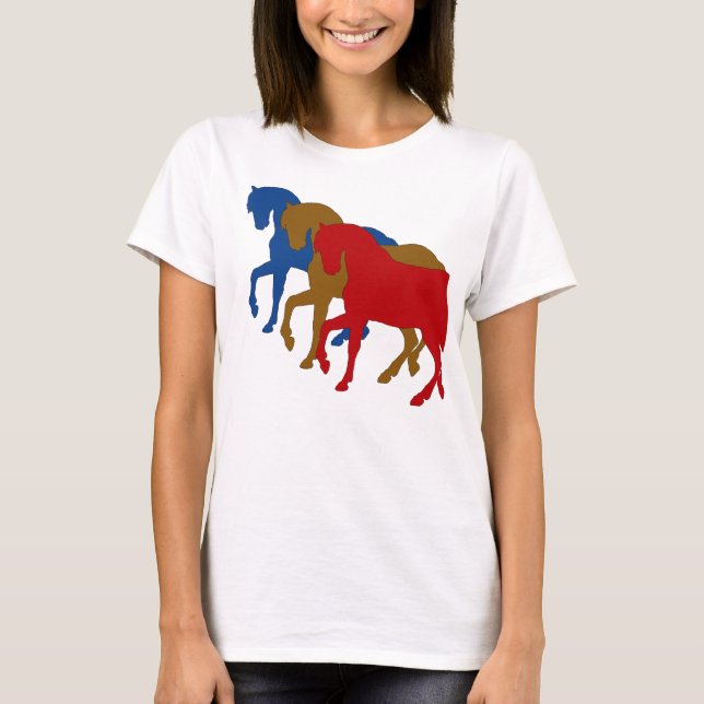 Camiseta Cavalos coloridos em Sillouette (Frente)