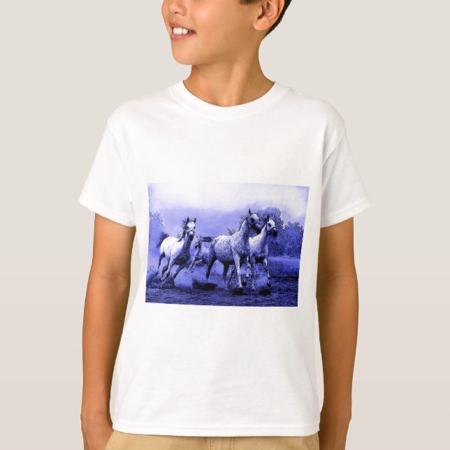 Camiseta Cavalos correndo e luz azul (Frente)