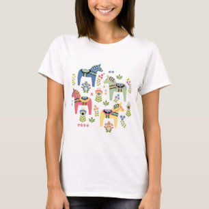 Camiseta Cavalos Dala Suecos Coloridos