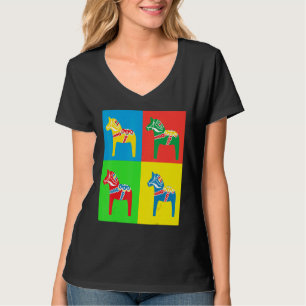 Camiseta Cavalos Dala Suecos Coloridos Cavalos Dalecarliano