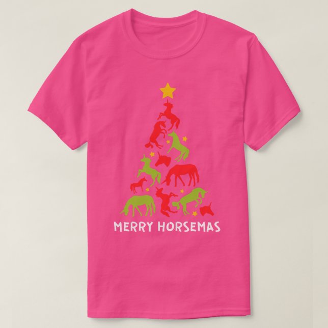 Camiseta Cavalos de Árvore de Natal Xmas (Frente do Design)