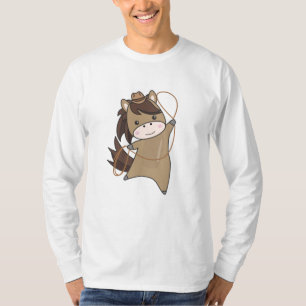 Camiseta Cavalos de Cowboy Bovinos Laço-Cavalo-Oeste