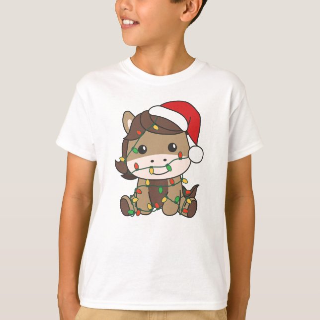 Camiseta Cavalos de Natal, Animais de inverno, Cavalos de F (Frente)