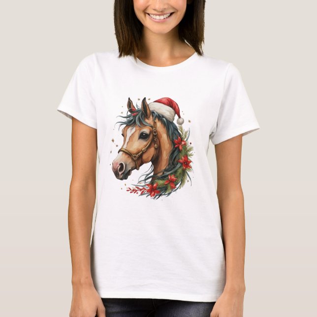 Camiseta Cavalos de Natal da Feliz de Natal (Frente)