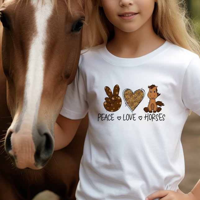 Camiseta Cavalos de Paz e Amor super fofos (Peace Love Horses super cute T-Shirt)