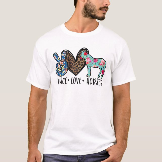 Camiseta Cavalos De Paz Engraçados Presente Para Adolescent (Frente)